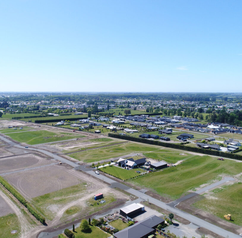 Aerial view of subdivision in Ashburton district