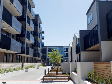 Apartment development complex on a sunny day