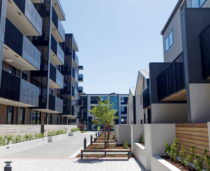 Apartment development complex on a sunny day