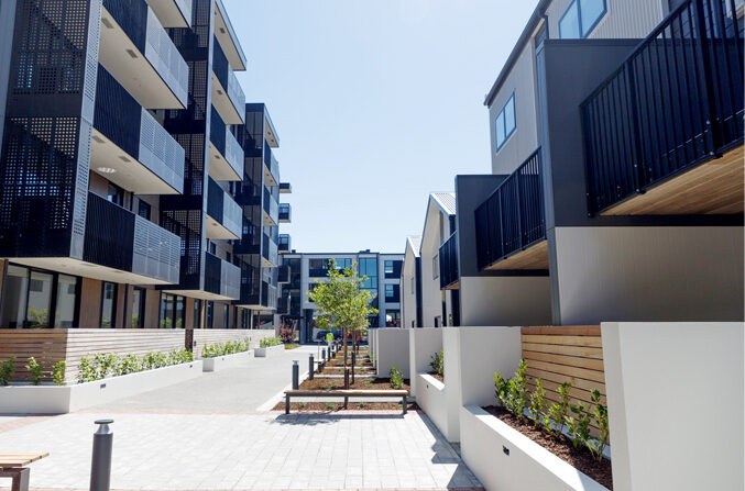 Apartment development complex on a sunny day