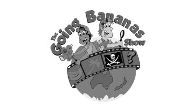 Black and white cartoon with the wording Going Bananas