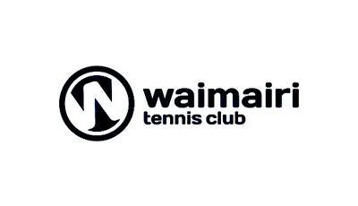 Black and white logo with the words Waimairi Tennis Club