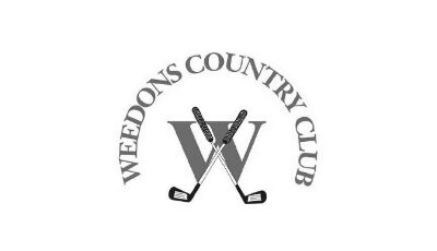 Black and white logo with the wording weedons golf club