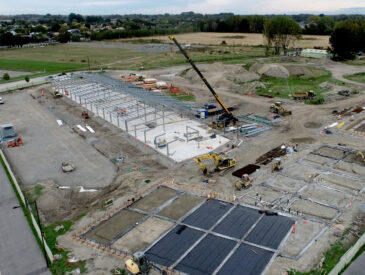 Aerial view of a construction for schools