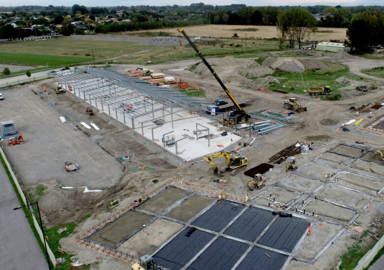 Aerial view of a construction for schools