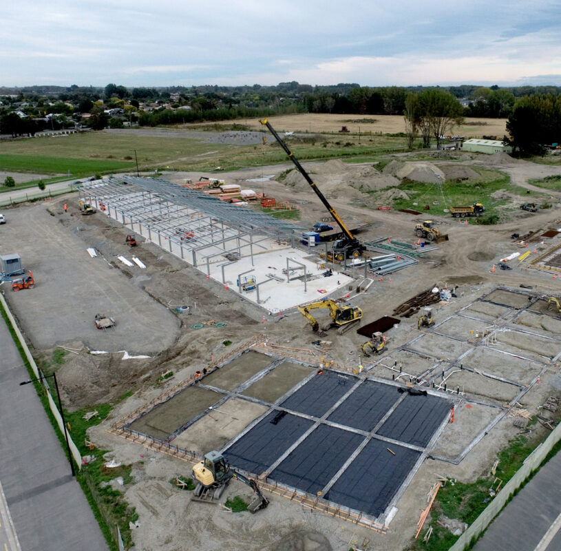 Aerial view of a construction for schools