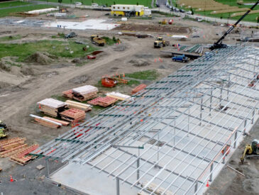 Aerial site of a construction site for a school
