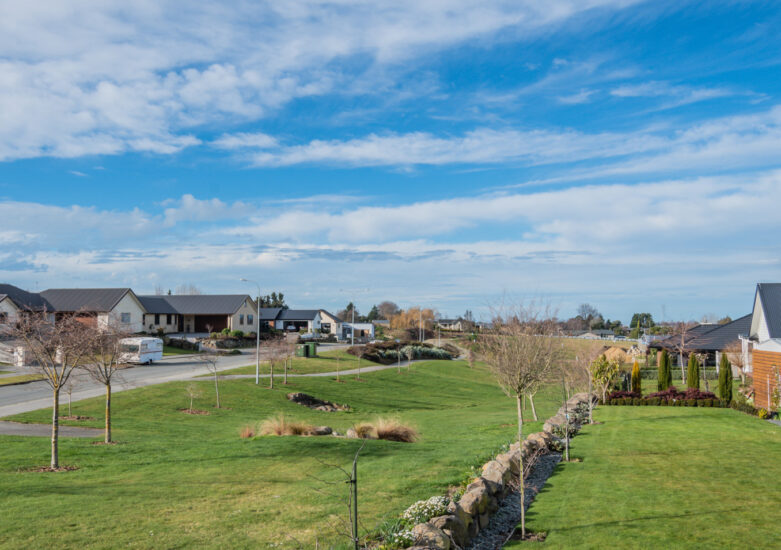 View across subdivision and landscape
