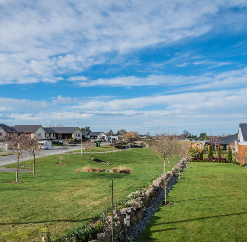 View across subdivision and landscape