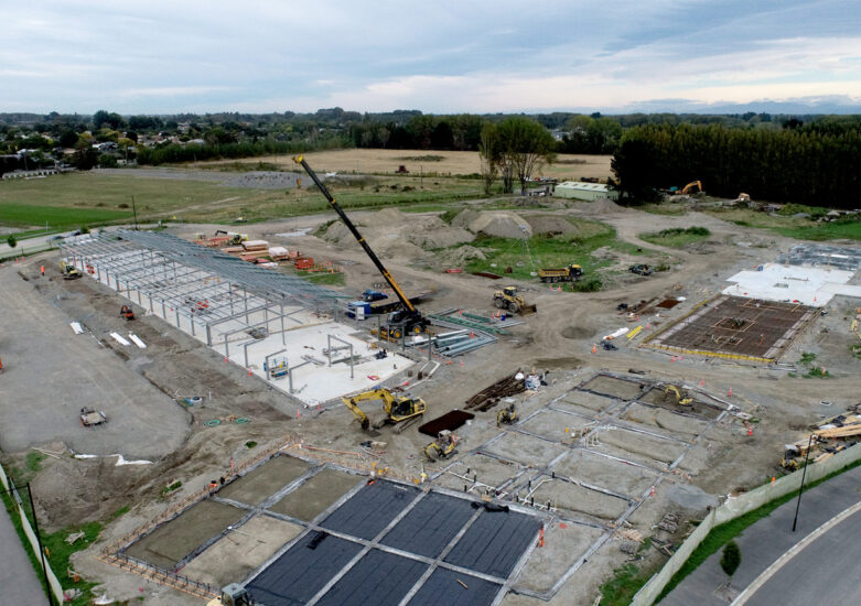 Aerial site of a construction site for a school