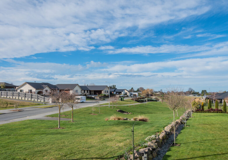 View across subdivision and landscape