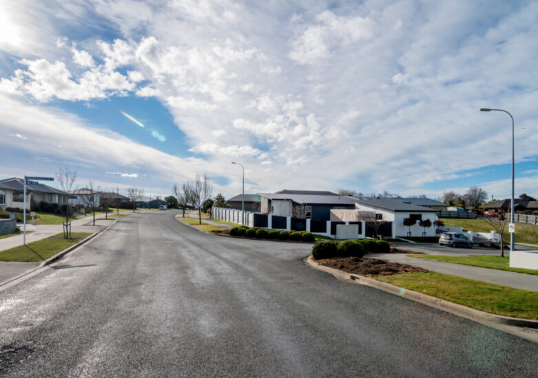View across subdivision and landscape