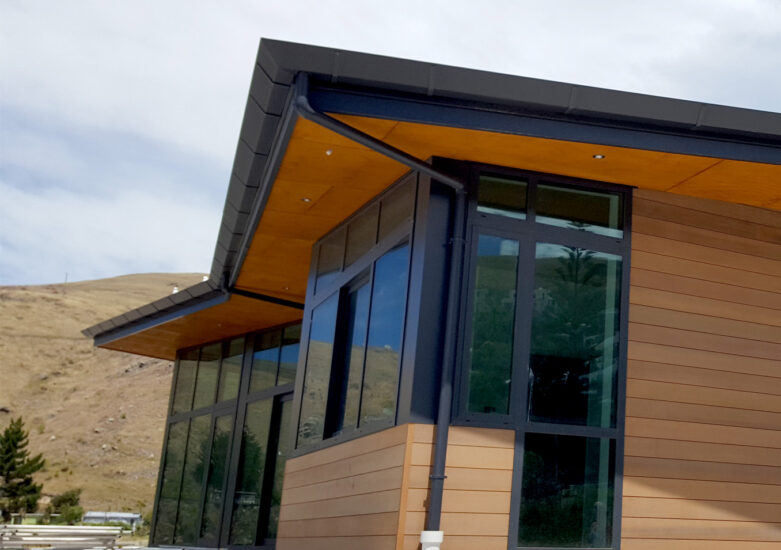 Wooden finished building on an overcast day
