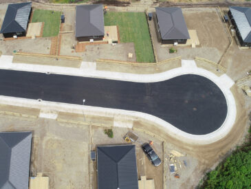Aerial view of the temporary accommodation for residents affected by severe weather events in the region.