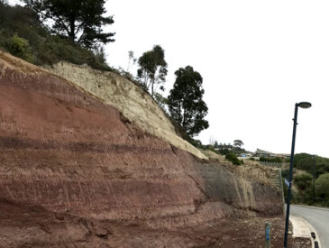 View of rockface on road