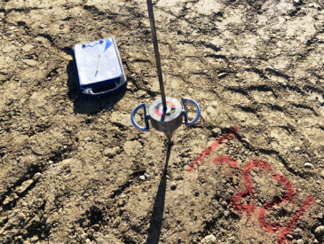 Photo of geotechnical investigation equipment on dry soil