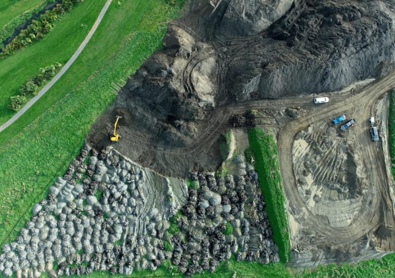 Aerial view of soil being excavated