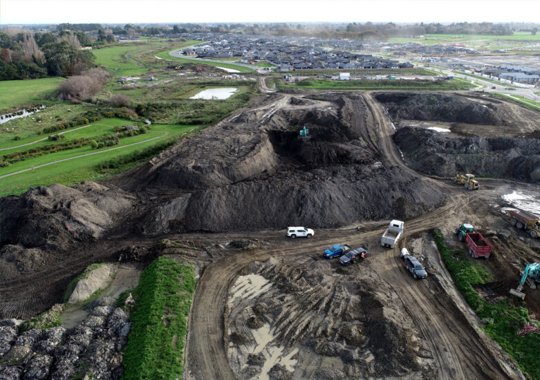 Aerial view of soil being excavated