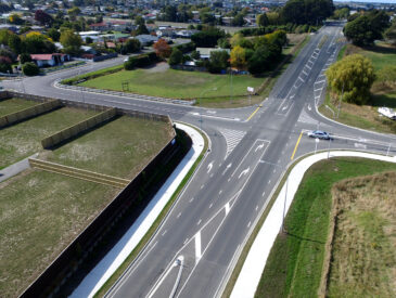 Aerial view of roading infrastructure