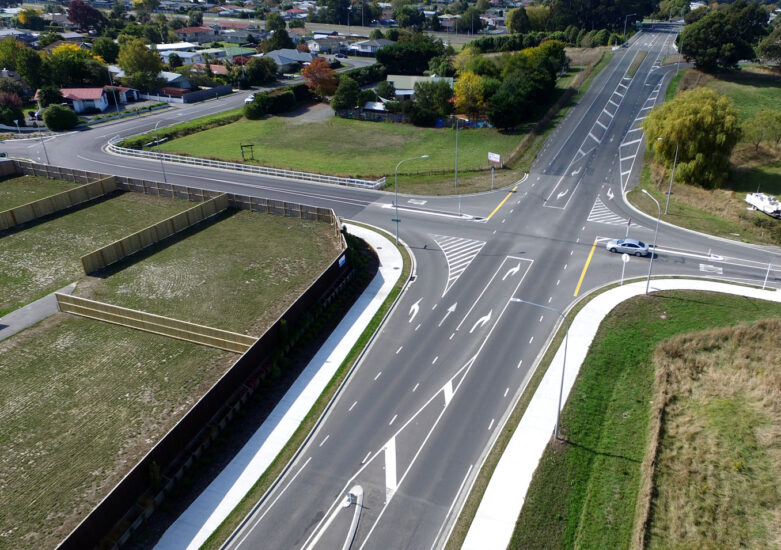 Aerial view of roading infrastructure