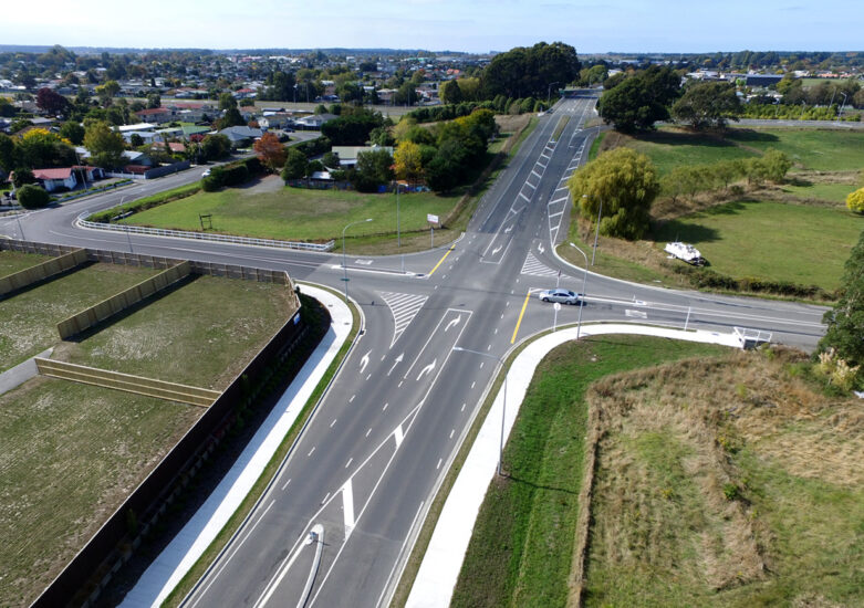 Aerial view of roading infrastructure