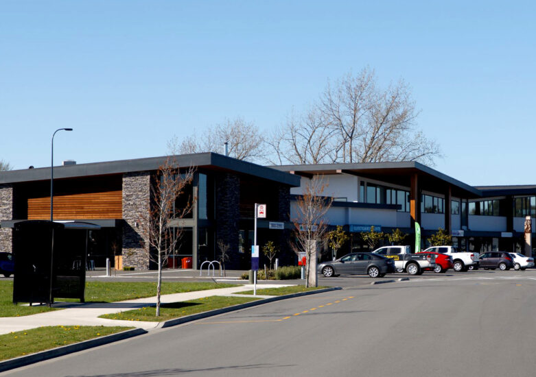 Commercial development on a sunny day.