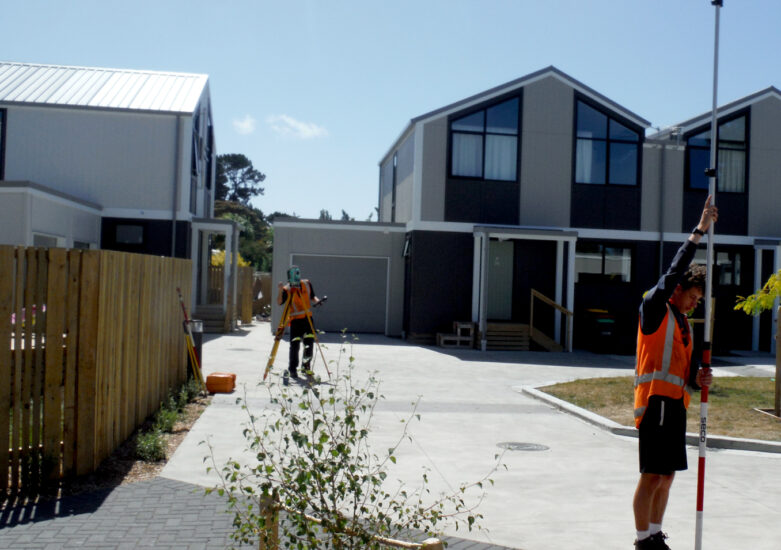 View of surveying team onsite at a new development