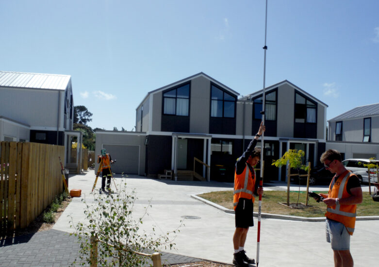 View of surveying team onsite at a new development