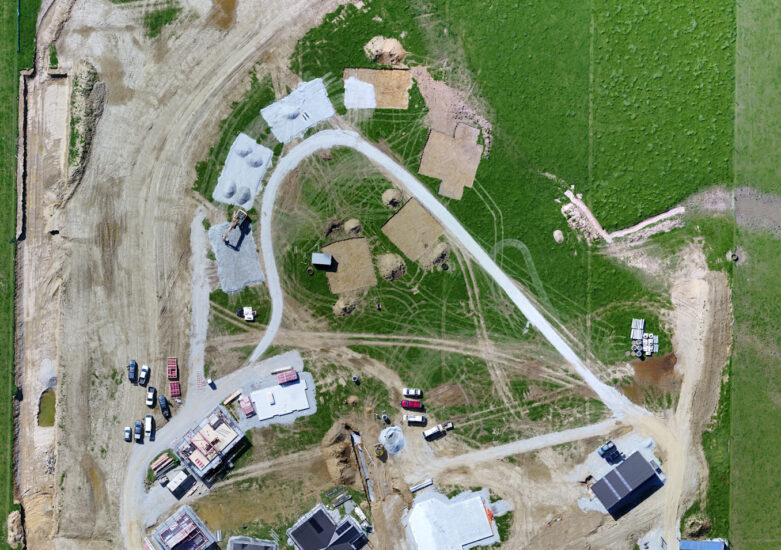 Aerial view of a residential development in progress