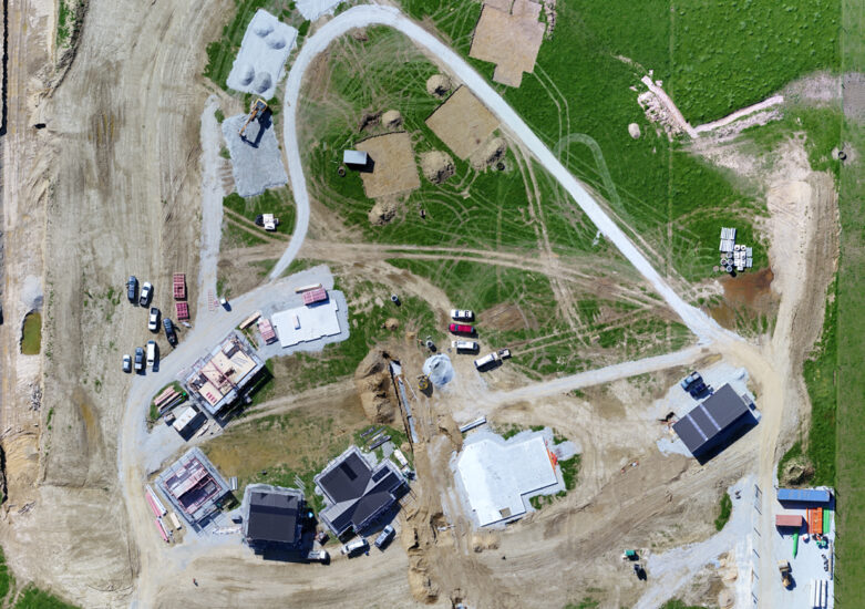 Aerial view of a residential development in progress