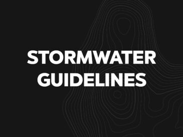 black and white panel with the words stormwater guidelines