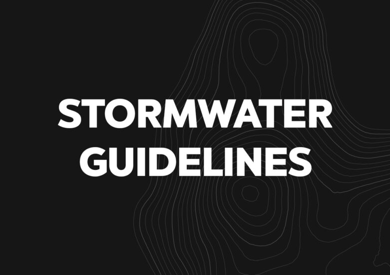 black and white panel with the words stormwater guidelines